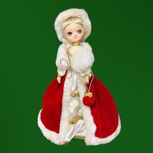 1978 Vintage Bradley Dolls Christmas Holiday Mrs Claus Big Eye Doll Collectible